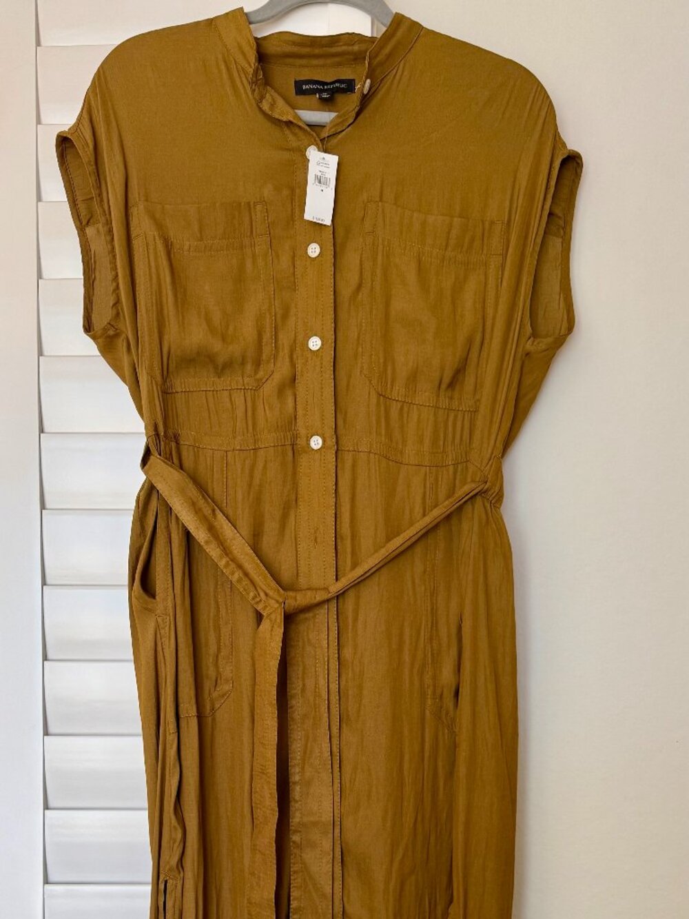 Banana Republic Cupro Utility Midi Shirtdress Bronze M Fall 2021 Heritage